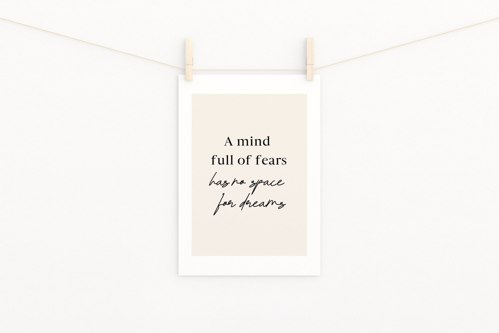Achtsamkeit Poster, Sprüche, Zitate, Poster, positives Mindset, Achtsamkeit, Digitaldruck, "A mind full of fears", Optional mit Posterleiste - HappyLuz Shop