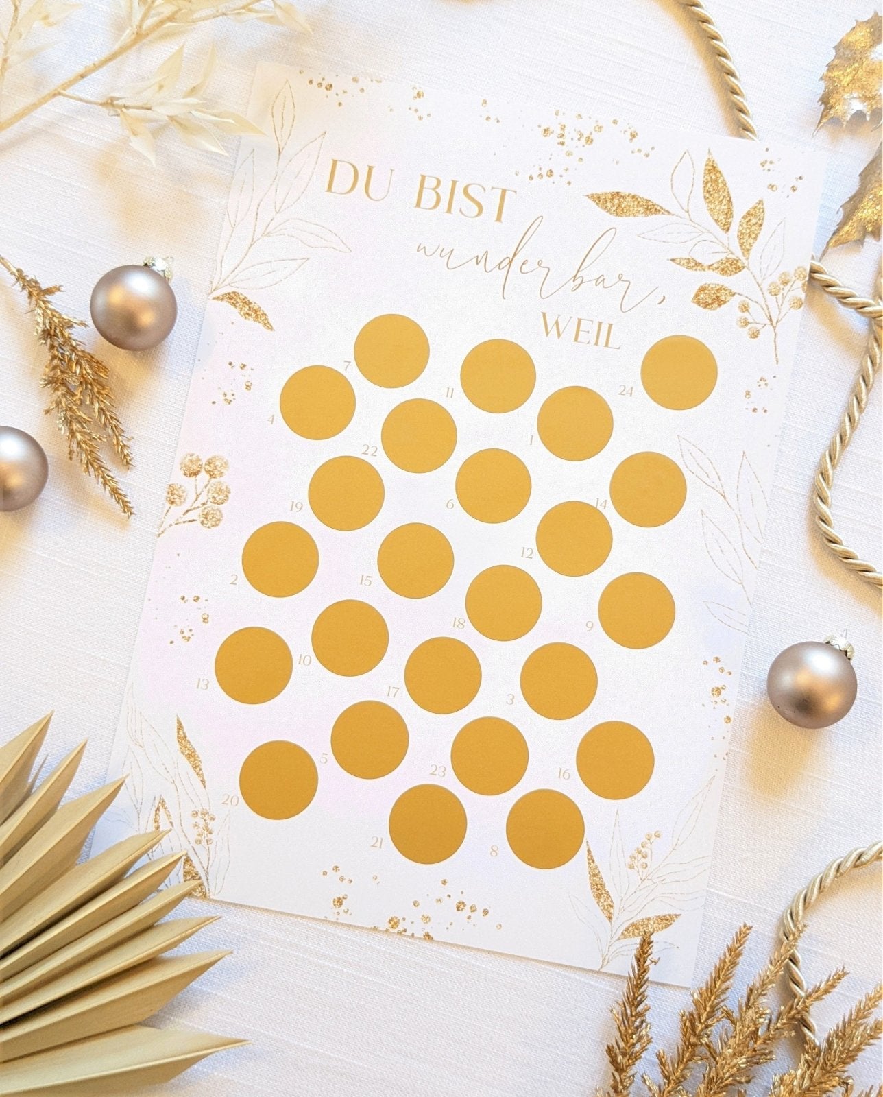 Adventskalender zum Rubbeln, DIY Adventskalender, Adventskalender zum selber basteln, "Du bist wunderbar, weil", Din A4 mit Posterleiste - HappyLuz Shop