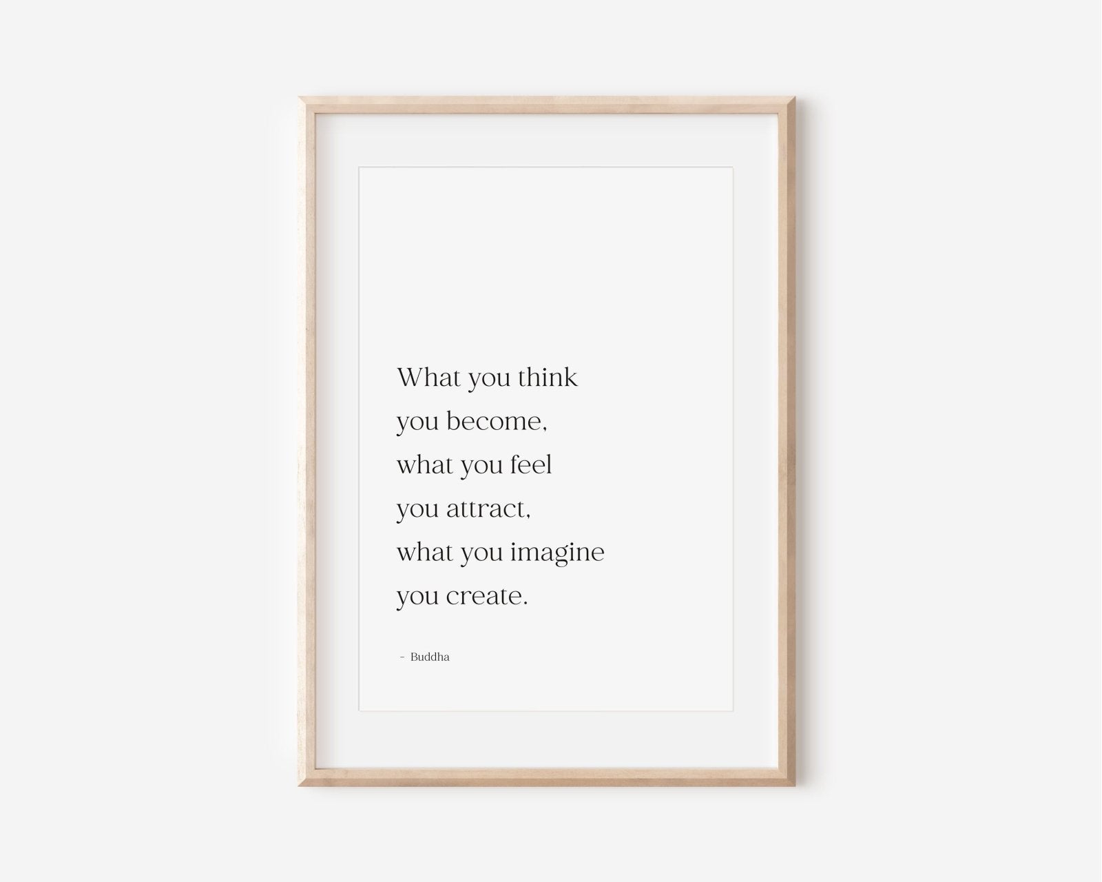 Buddha Poster, Achtsamkeit Poster, Affirmationsposter, Meditations Poster, Buddha Zitate, "What you think you become" schwarz weiß - HappyLuz Shop