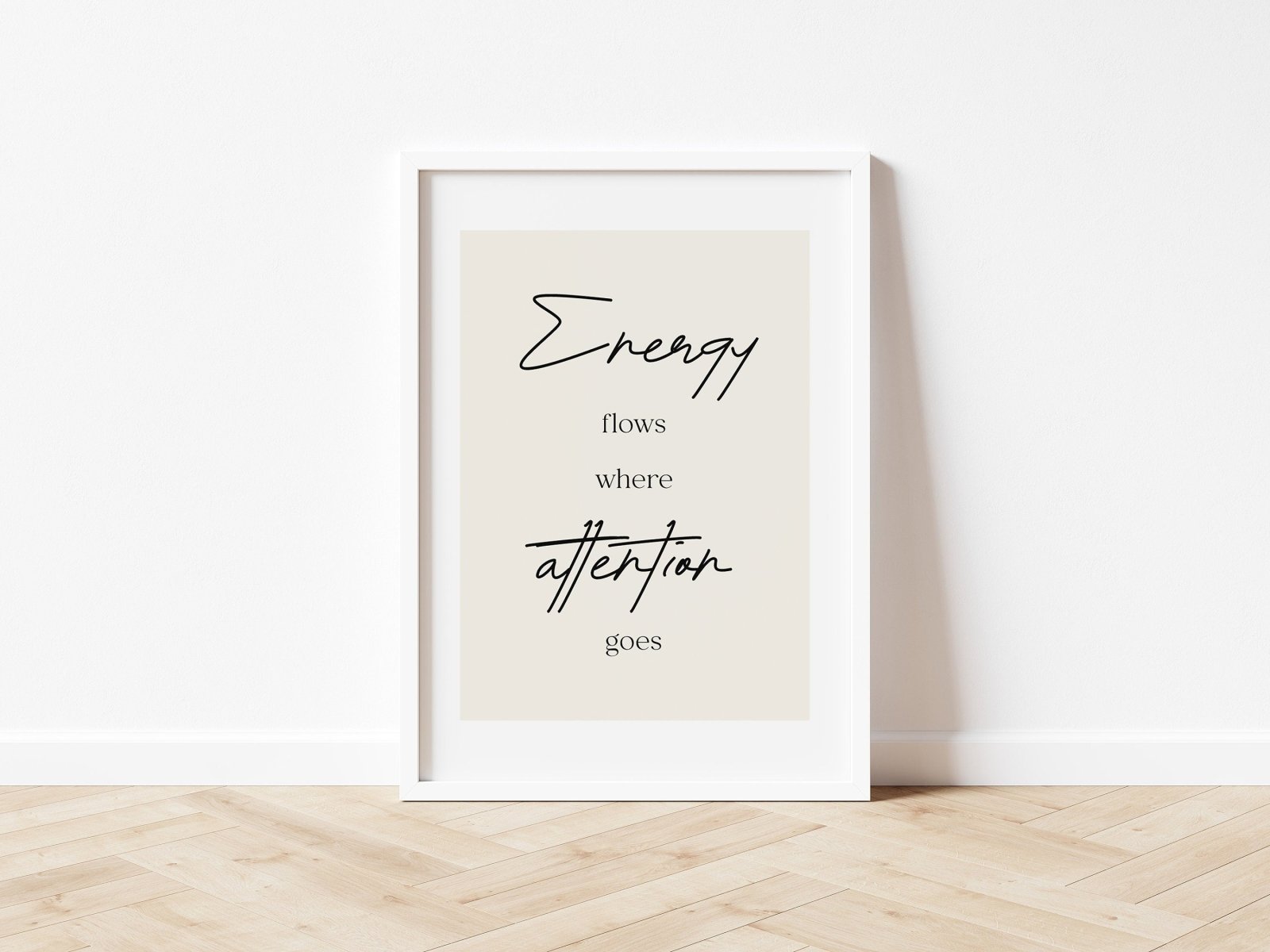 Energy flows where attention goes Poster, Sprüche und Zitate Poster, Achtsamkeit, Mindset, Affirmationen Poster, optional mit Bilderleiste - HappyLuz Shop