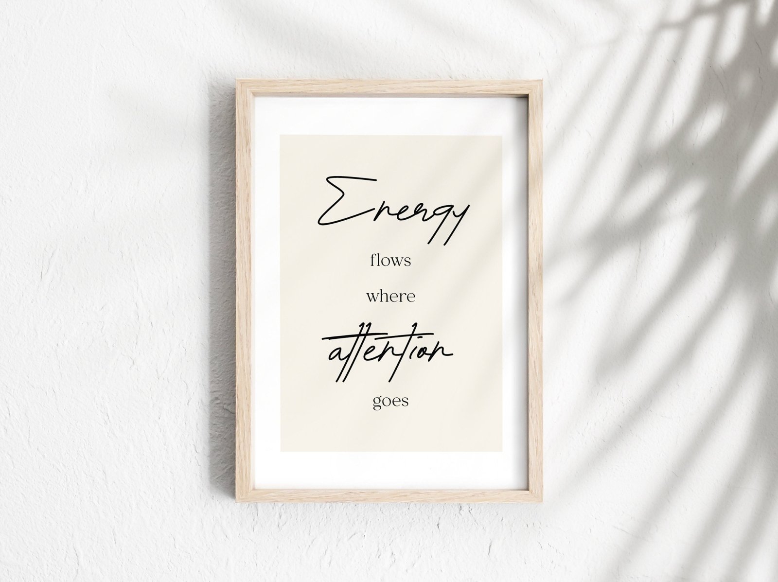 Energy flows where attention goes Poster, Sprüche und Zitate Poster, Achtsamkeit, Mindset, Affirmationen Poster, optional mit Bilderleiste - HappyLuz Shop