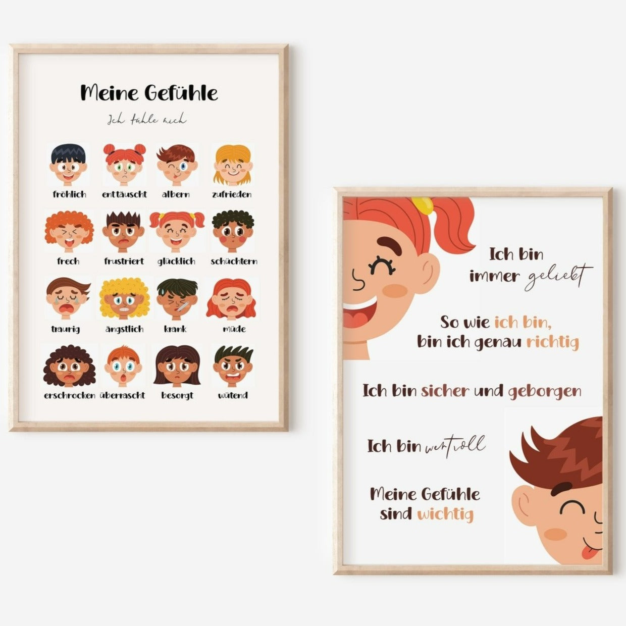 Gefühle Poster Kinder, Emotionen Poster, Kinderzimmer Poster, Gefühle Kinder - HappyLuz Shop