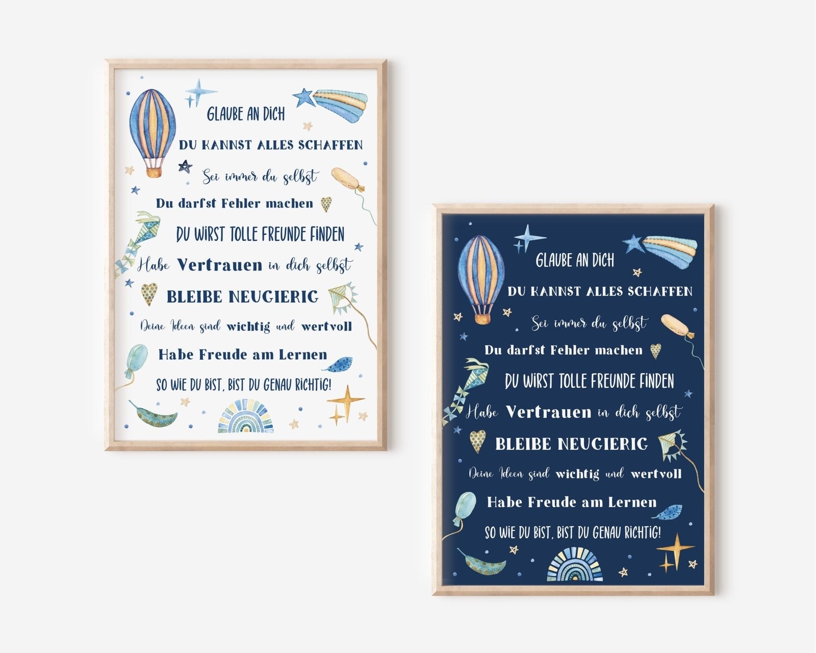 Geschenk Schulanfang, Einschulung Wünsche, Poster Einschulung, Affirmationsposter Kinder, optional mit Bilderleiste aus Holz - HappyLuz Shop