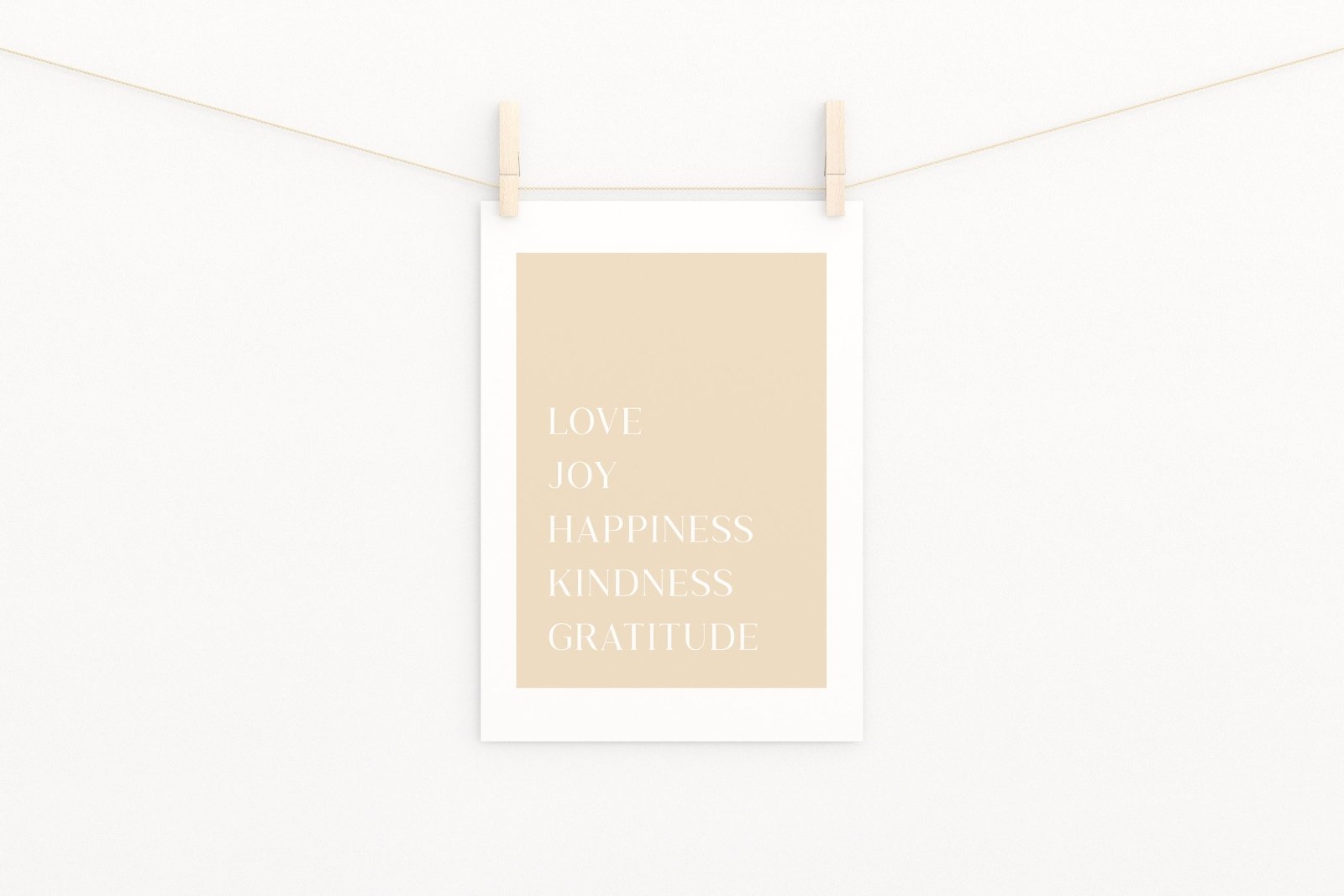 Love Joy Happiness Kindness Gratitude Poster, Sprüche, Zitate, Poster, positive Affirmationen, optional mit Magnet Posterleiste aus Holz - HappyLuz Shop