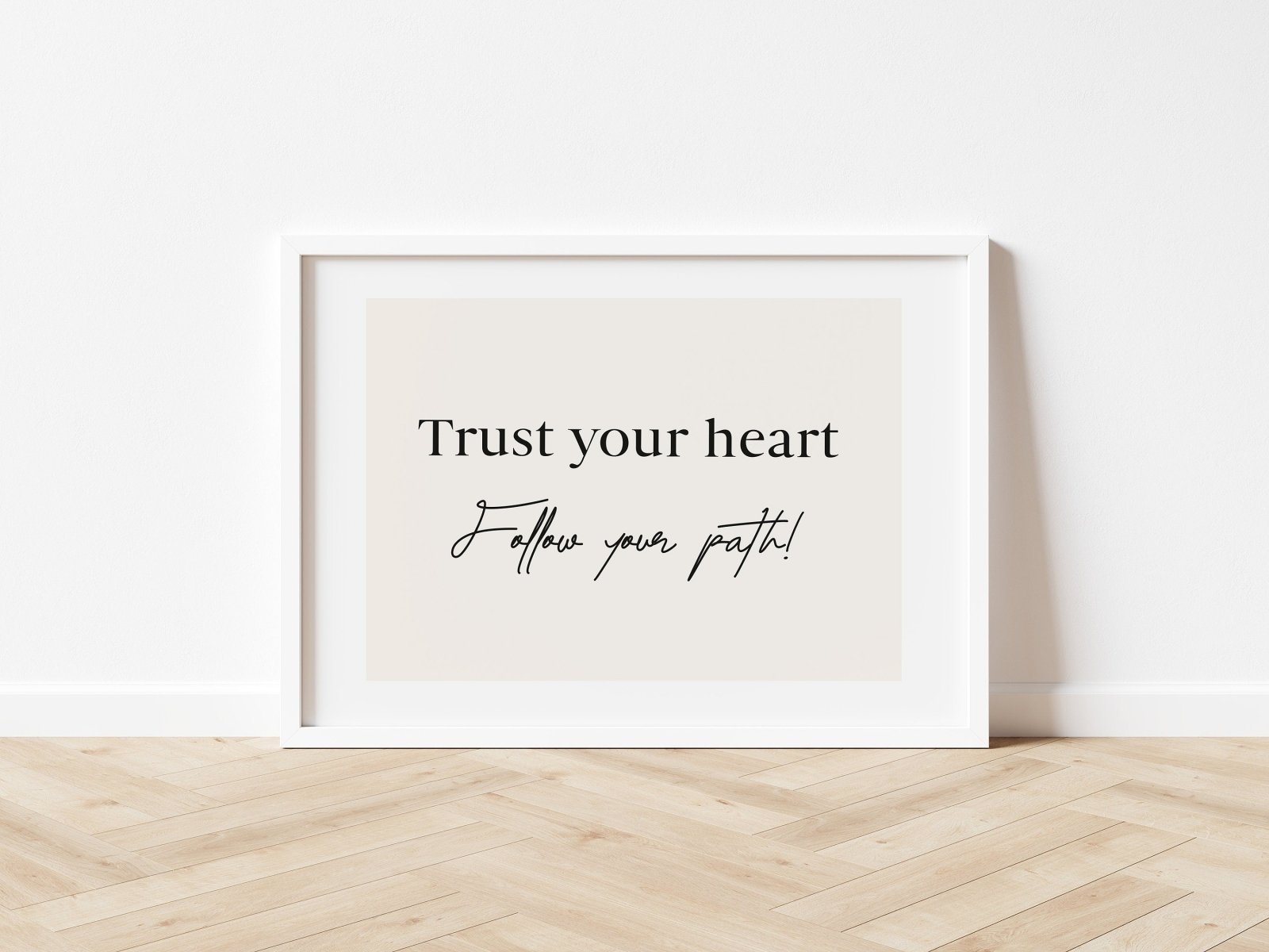 Sprüche und Zitate Poster, Trust your heart, Kunstdruck, positives Mindset, Poster Affirmation, optional mit Magnet Posterleiste aus Holz - HappyLuz Shop