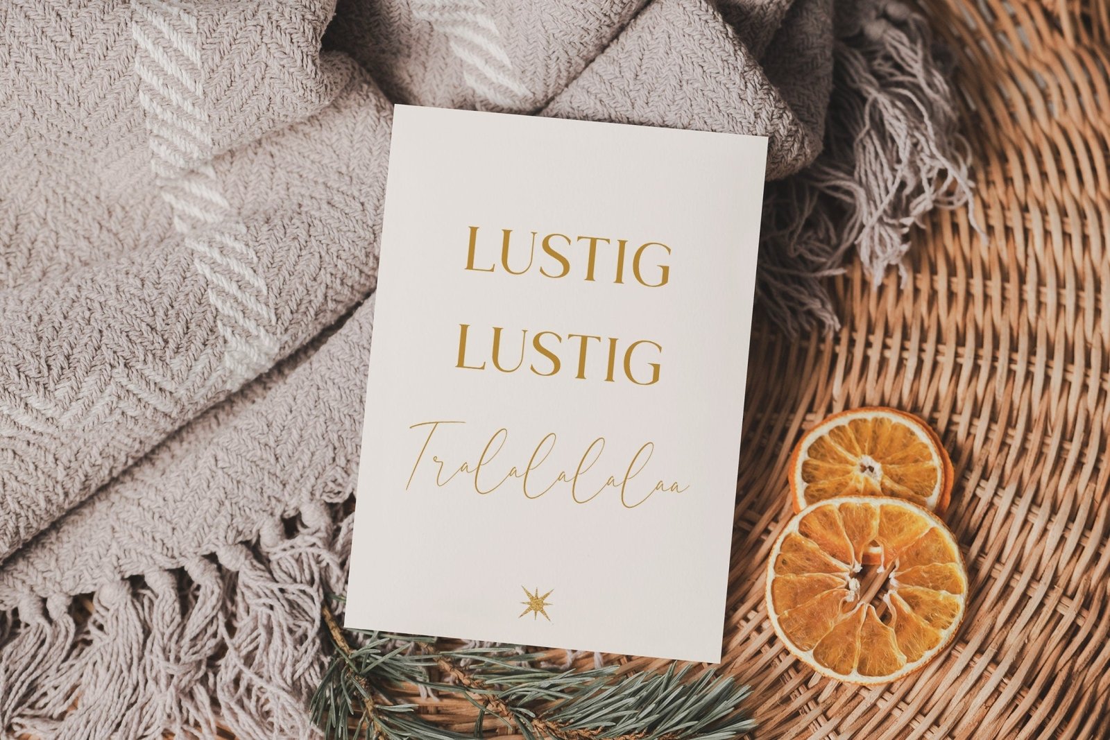 Weihnachtskarte lustig, Weihnachtskarten Set "Lustig Lustig Tralalalalaa", creme, Weihnachtsgruß, Karte minimalistisch - HappyLuz Shop