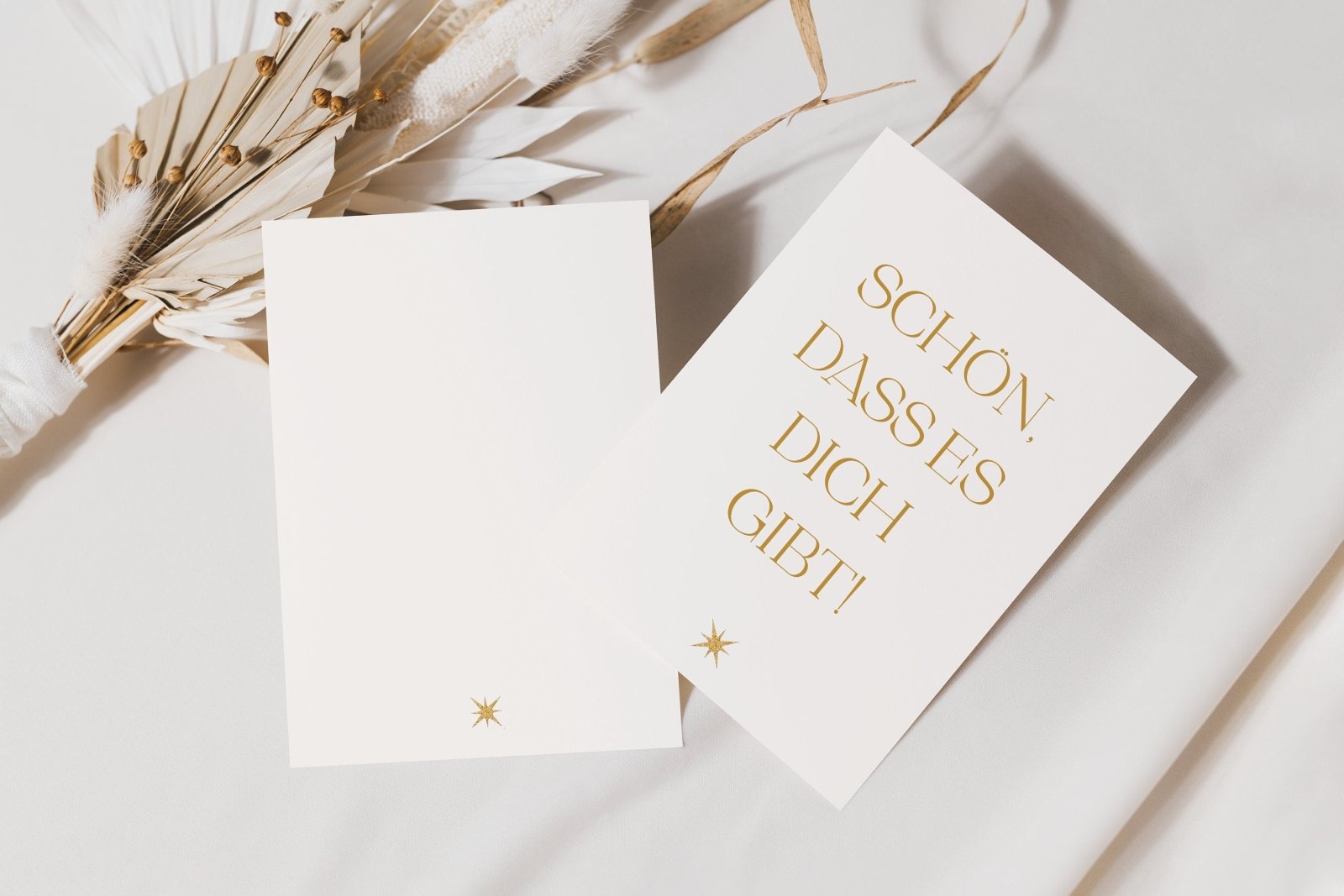Weihnachtskarte modern, Weihnachtskarten Set minimalistisch "Schön, dass es dich gibt", creme, Weihnachtsgruß - HappyLuz Shop